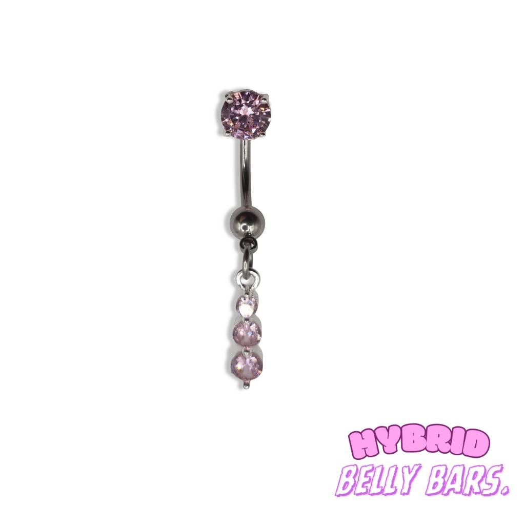 Triple Drop Belly Bar - Rose | Romantic Sparkle with a Sophisticated Twist
