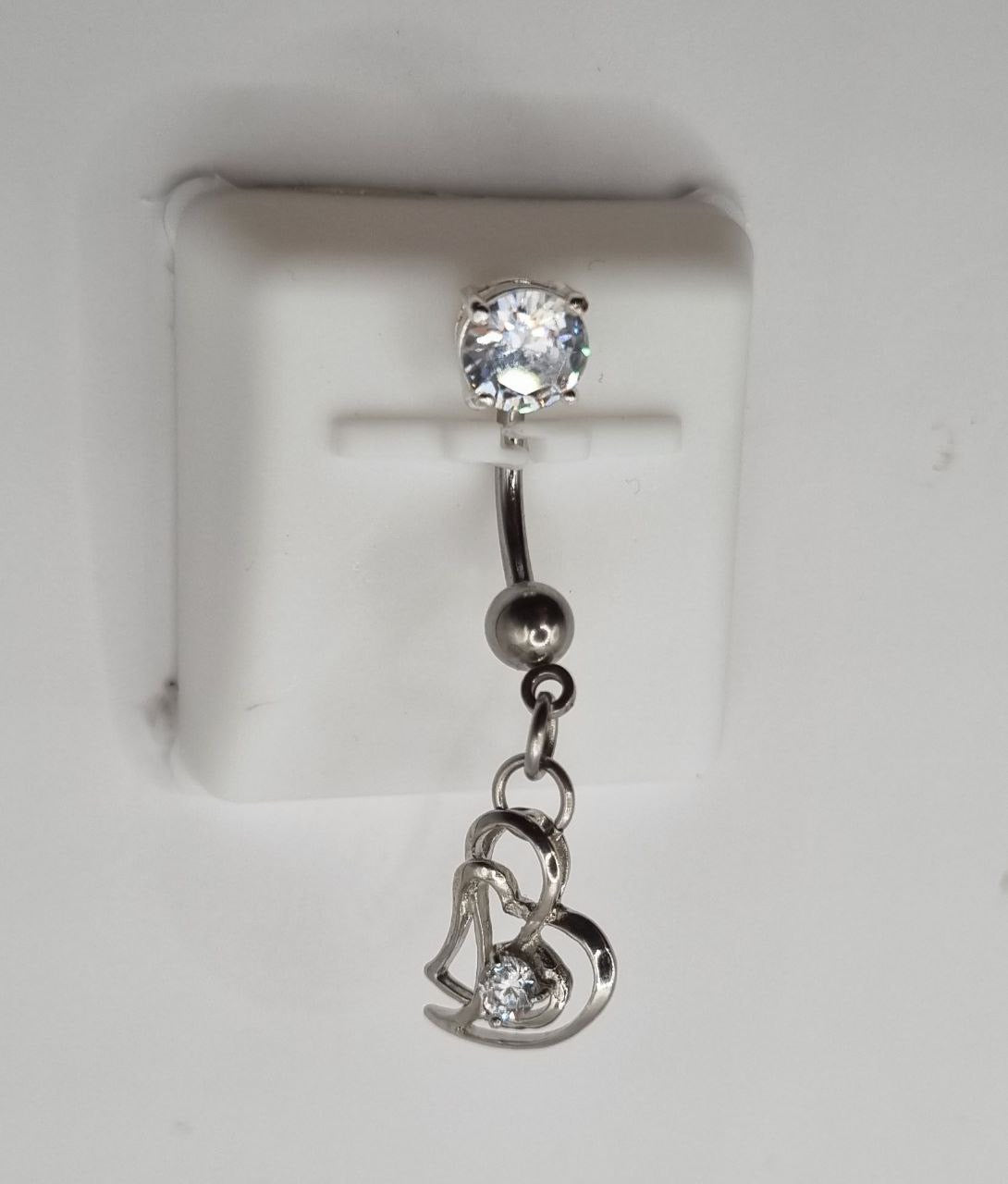 Double Heart Belly Bar - Clear | Elegant and Romantic Jewellery Accent