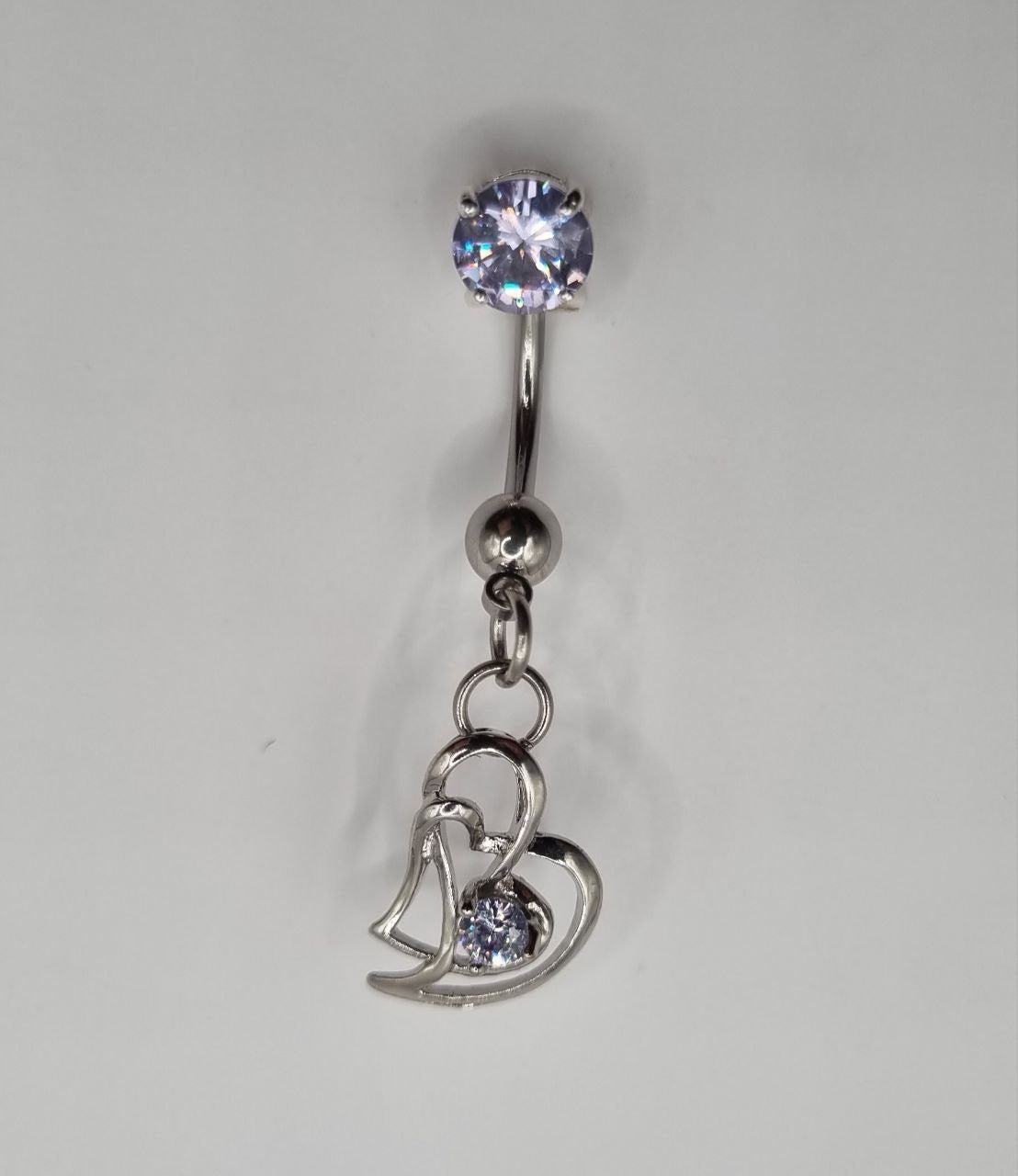 Double Heart Belly Bar - Lavender | Romantic and Dreamy Jewellery Accent