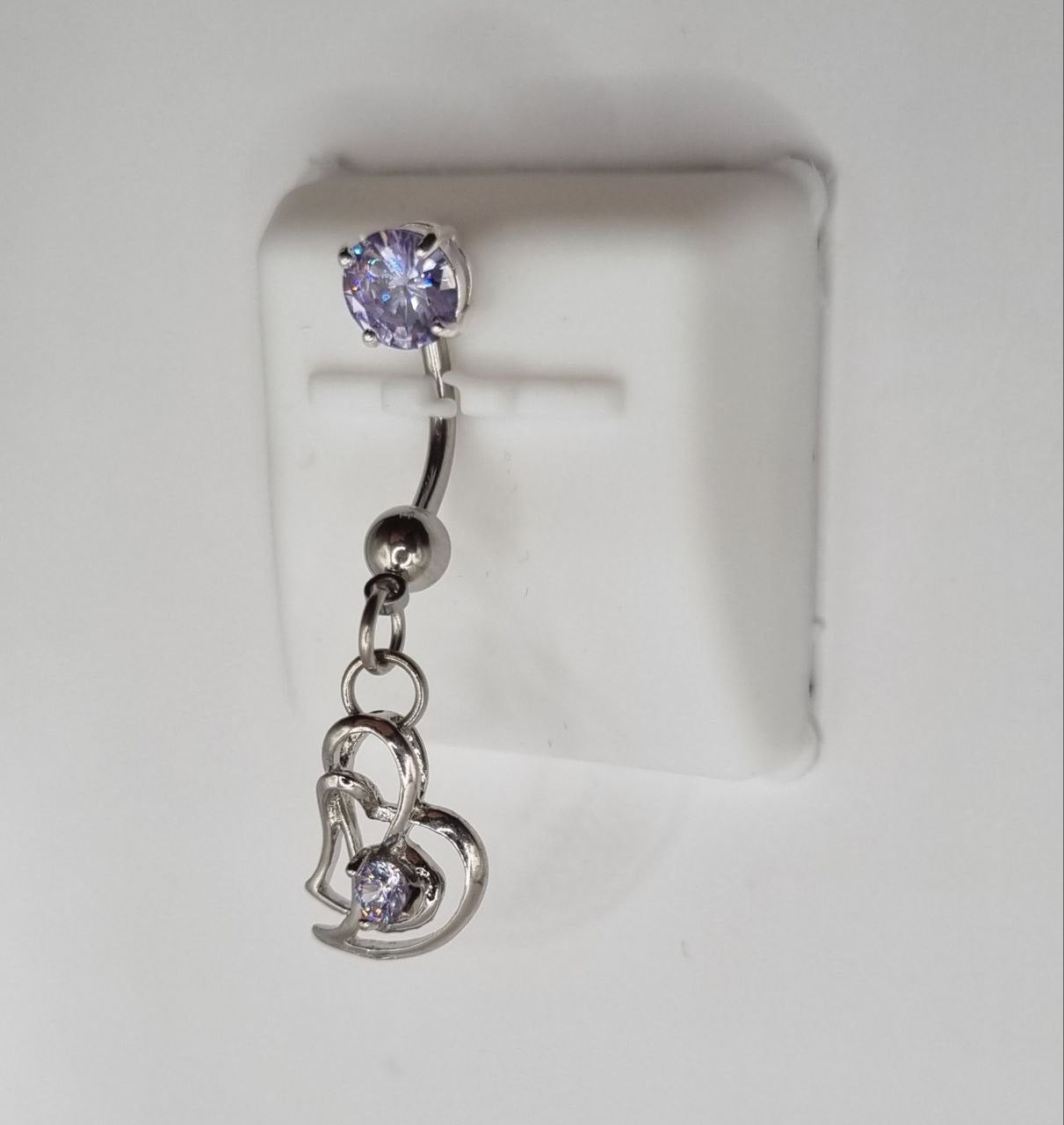 Double Heart Belly Bar - Lavender | Romantic and Dreamy Jewellery Accent