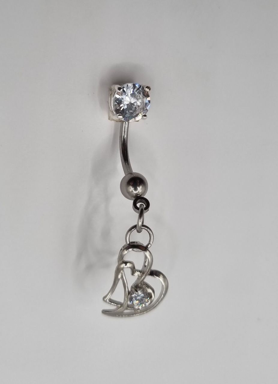 Double Heart Belly Bar - Clear | Elegant and Romantic Jewellery Accent