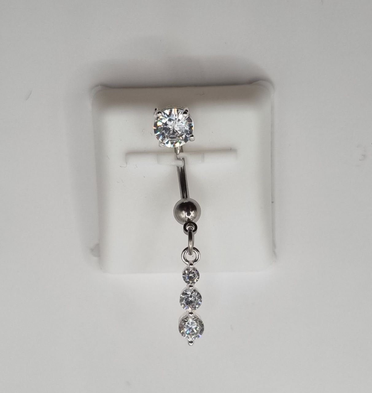 Triple Drop Belly Bar - Clear | Elegant and Sparkling Jewellery Accent